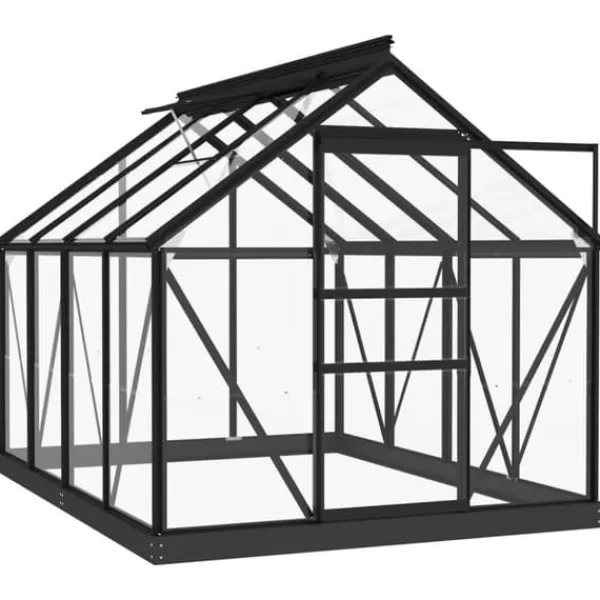 Drivhus^Fundamentramme til drivhus i aluminium - Vejrbestandig og robust | Størrelse: 155x103x191 cm | Farve: Antracitgrå