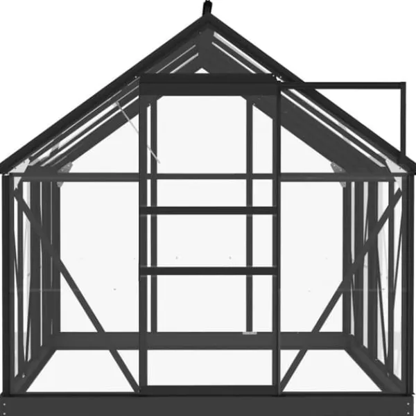 Drivhus^Fundamentramme til drivhus i aluminium - Vejrbestandig og robust | Størrelse: 155x103x191 cm | Farve: Antracitgrå