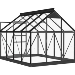 Drivhus^Fundamentramme til drivhus i aluminium - Vejrbestandig og robust | Størrelse: 155x103x191 cm | Farve: Antracitgrå
