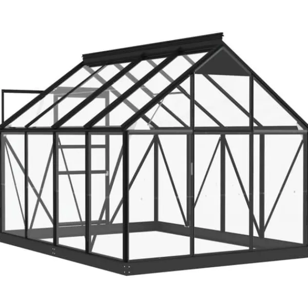 Drivhus^Fundamentramme til drivhus i aluminium - Vejrbestandig og robust | Størrelse: 155x103x191 cm | Farve: Antracitgrå