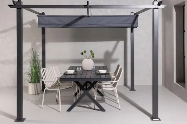 Online FURNLUX UDENDØRS PERGOLA LAZIO GRÅ & SORT 295 CM Buer, Spalier, Lysthuse Uden Tag