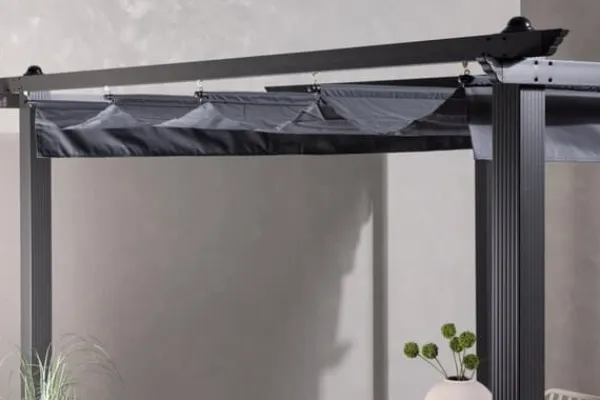 Online FURNLUX UDENDØRS PERGOLA LAZIO GRÅ & SORT 295 CM Buer, Spalier, Lysthuse Uden Tag
