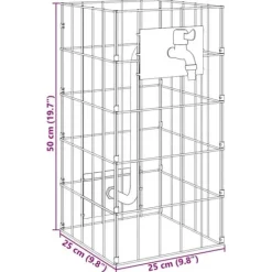 Springvand & Damme^Gabion søjle i rustfrit stål - Moderne landskabspleje | Størrelse: 25x25x50 cm | Farve: Sølv