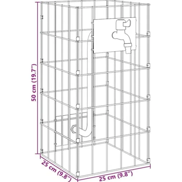 Springvand & Damme^Gabion søjle i rustfrit stål - Moderne landskabspleje | Størrelse: 25x25x50 cm | Farve: Sølv