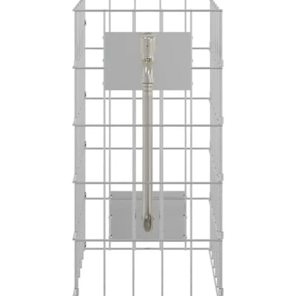 Springvand & Damme^Gabion søjle i rustfrit stål - Moderne landskabspleje | Størrelse: 25x25x50 cm | Farve: Sølv