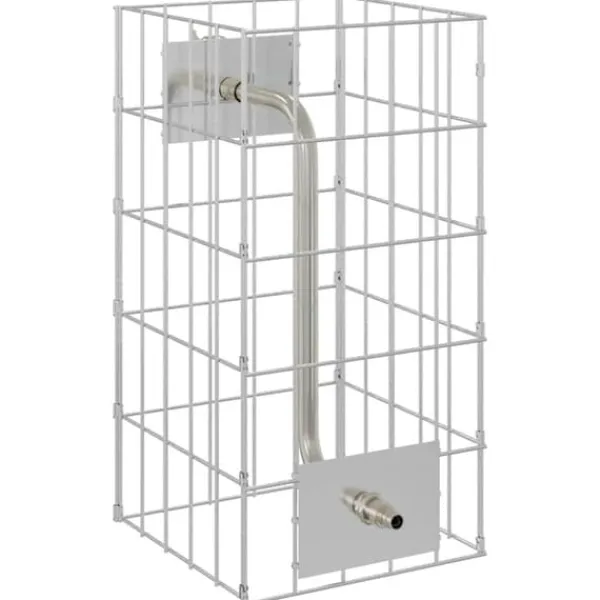 Springvand & Damme^Gabion søjle i rustfrit stål - Moderne landskabspleje | Størrelse: 25x25x50 cm | Farve: Sølv