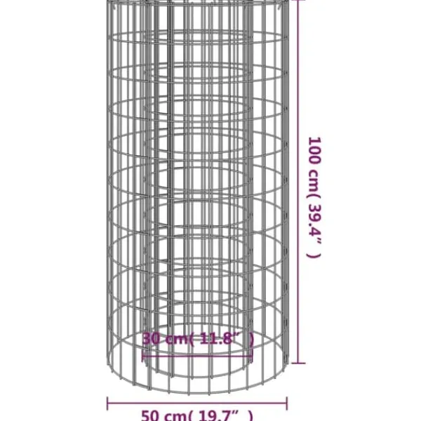 Pejse^Gabion-bålkurv Ø 50 cm i galvaniseret jern for grill og planter | Farve: Galvaniseret | Størrelse: Ø 50 cm