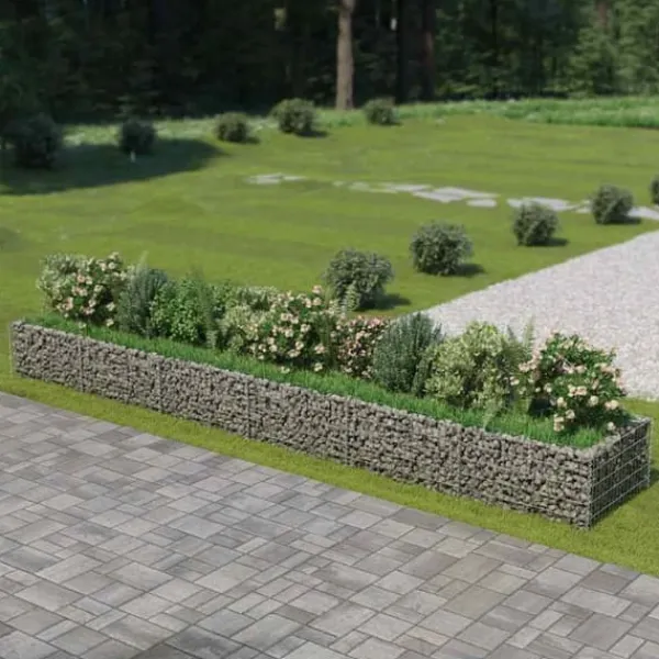 Plantningsbænke^Gabion-højbed i galvaniseret stål | Størrelse: 540x90x50 cm | Robust og holdbar haveindretning