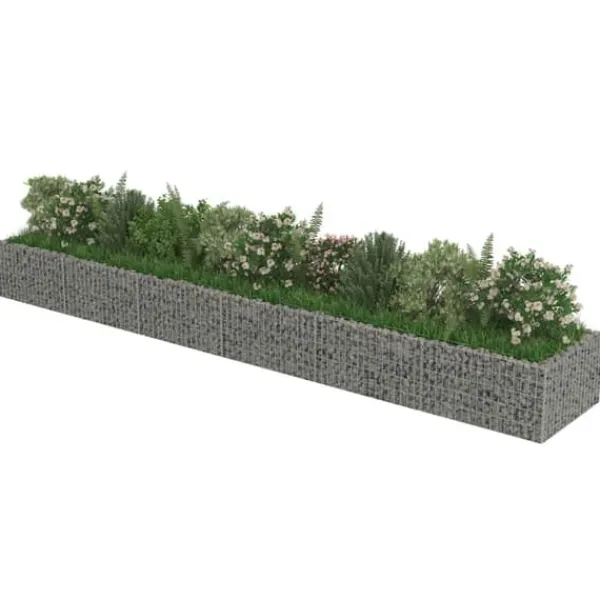 Plantningsbænke^Gabion-højbed i galvaniseret stål | Størrelse: 540x90x50 cm | Robust og holdbar haveindretning