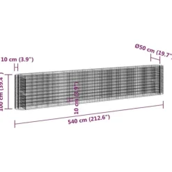 Plantningsbænke^Gabion-højbed i galvaniseret jern - Stabil plantekurv | Størrelse: 540x50x100 cm