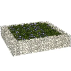 Krukker & Plantebeholdere^Gabion-højbed i galvaniseret stål - Stabil plantekasse | Størrelse: 100x100x20 cm