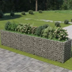 Hot Gabion-højbed i galvaniseret stål - Stabilt og holdbart | Størrelse: 450x90x100 cm Plantningsbænke