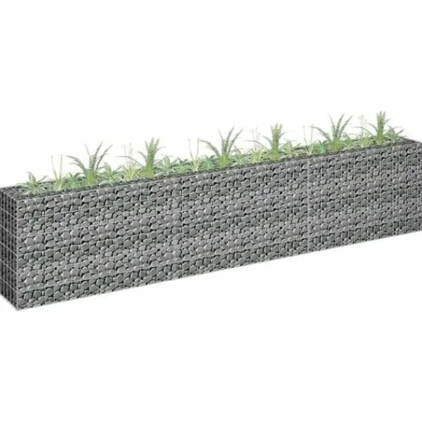 Gabion-højbed i galvaniseret stål - Stabil plantekasse | Størrelse: 270x30x60 cm Plantningsbænke