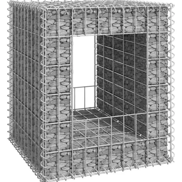 Havedekorationer^Gabionkurv 50x50x60 cm - Stabil jerngabion til haveprojekter | Farve: Sølvgrå | Størrelse: 50x50x60 cm