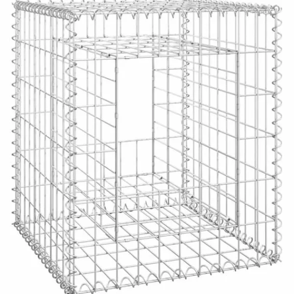Havedekorationer^Gabionkurv 50x50x60 cm - Stabil jerngabion til haveprojekter | Farve: Sølvgrå | Størrelse: 50x50x60 cm