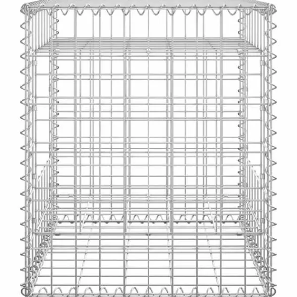 Havedekorationer^Gabionkurv 50x50x60 cm - Stabil jerngabion til haveprojekter | Farve: Sølvgrå | Størrelse: 50x50x60 cm