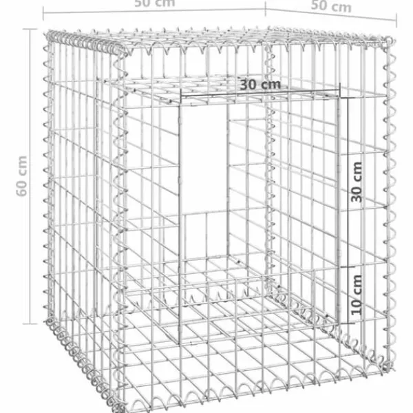Havedekorationer^Gabionkurv 50x50x60 cm - Stabil jerngabion til haveprojekter | Farve: Sølvgrå | Størrelse: 50x50x60 cm