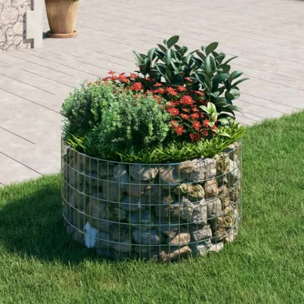 Outlet Gabionsøjle Ø100x50 cm galvaniseret stål rund - Gabionsøjle - Gabionsøjler - Home & Living Krukker & Plantebeholdere