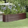 Plantningsbænke^Galvaniseret plantekasse i høj kvalitet - Højbed | Størrelse: 296x80x68 cm | Farve: Brun