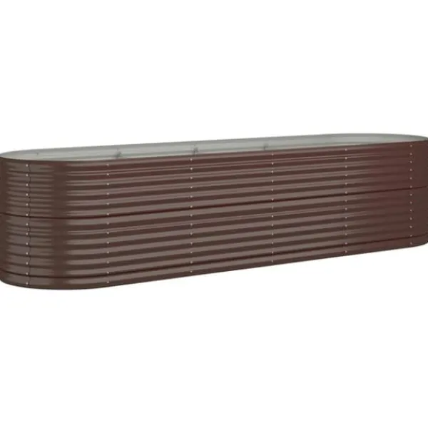 Plantningsbænke^Galvaniseret plantekasse i høj kvalitet - Højbed | Størrelse: 296x80x68 cm | Farve: Brun