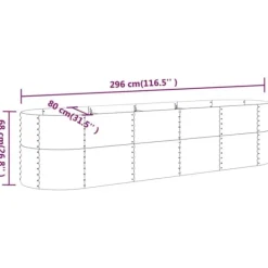 Plantningsbænke^Galvaniseret plantekasse i høj kvalitet - Højbed | Størrelse: 296x80x68 cm | Farve: Brun