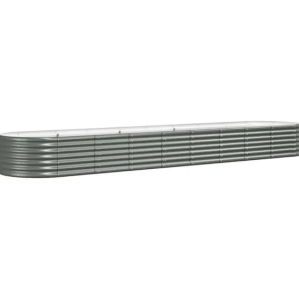 Sale Galvaniseret plantekasse i stål - Holdbar højbed | Størrelse: 368x80x36 cm | Farve: Grå Plantningsbænke