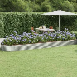 Galvaniseret plantekasse 523x140x36 cm - Højbed i sølvfarvet stål | Størrelse: 523x140x36 cm Plantningsbænke