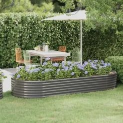 Plantningsbænke^Galvaniseret plantekasse 249x100x36 cm - Robust og vejrbestandig | Farve: Grå