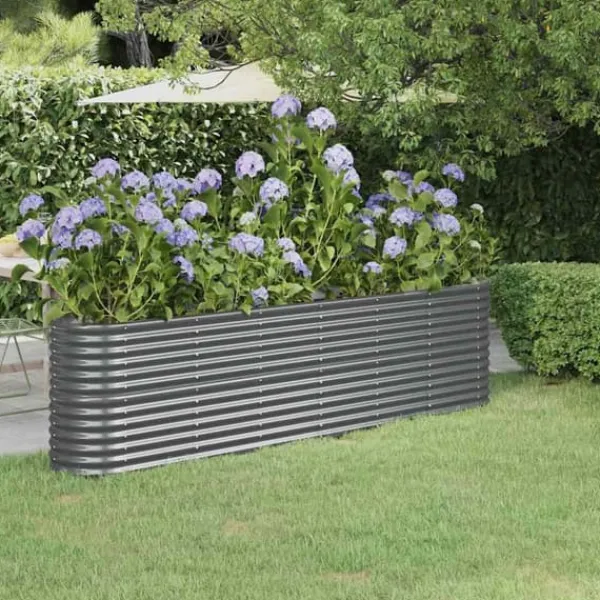 Discount Galvaniseret plantekasse 260x40x68 cm - Højbed til have og terrasse | Farve: Antracitgrå Plantningsbænke
