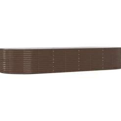 Plantningsbænke^Galvaniseret plantekasse i stål - Højbed til have og balkon | Størrelse: 367x140x68 cm | Farve: Brun