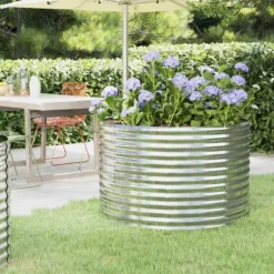Best Galvaniseret plantekasse i stål - Højbed til have | Størrelse: 100x100x68 cm | Farve: Sølv Plantningsbænke
