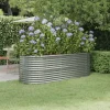Plantningsbænke^Galvaniseret plantekasse i stål - Højbed til have | Farve: Sølv | Størrelse: 224x80x68 cm