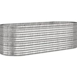 Plantningsbænke^Galvaniseret plantekasse i stål - Højbed til have | Farve: Sølv | Størrelse: 224x80x68 cm