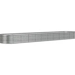 Discount Galvaniseret plantekasse i stål - Højbed til planter | Størrelse: 440x80x36 cm | Farve: Sølv Plantningsbænke