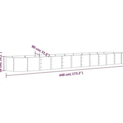 Discount Galvaniseret plantekasse i stål - Højbed til planter | Størrelse: 440x80x36 cm | Farve: Sølv Plantningsbænke