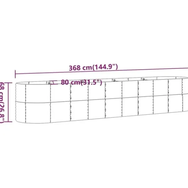 Best Galvaniseret plantekasse 368x80x68 cm | Farve: Antracitgrå Plantningsbænke