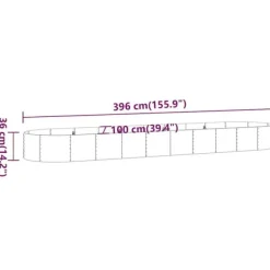 Plantningsbænke^Galvaniseret stål plantekasse 396x100x36 cm | Farve: Antracitgrå