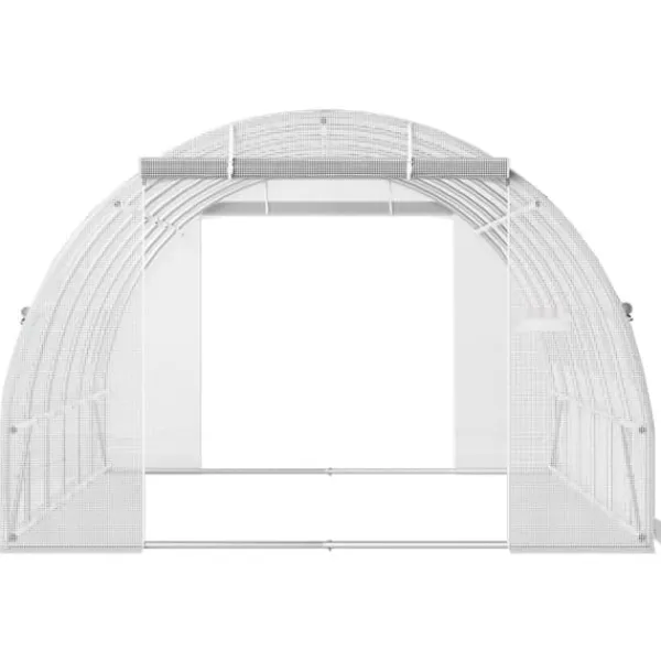 Hot Gang-tunnel drivhus, 20 x 10 x 7 ft bærbar plantevarmehus med stålbøjler, topbjælker, lynlåsdøre og rullevinduer. Hvid elegance! Drivhus