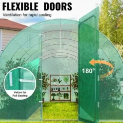 Drivhus^Gang-tunnel drivhus 27,38x9,5x7,38ft, galvaniseret ramme, PE cover, holdbar, velegnet til planter, hurtig opsætning.