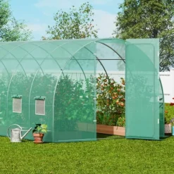 Drivhus^Gang-tunnel drivhus 27,38x9,5x7,38ft, galvaniseret ramme, PE cover, holdbar, velegnet til planter, hurtig opsætning.