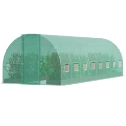 Drivhus^Gang-tunnel drivhus 27,38x9,5x7,38ft, galvaniseret ramme, PE cover, holdbar, velegnet til planter, hurtig opsætning.