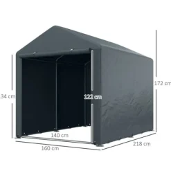 Skure, Garager & Carports^Garage telt 1,6×2,18×1,72 m, UV-beskyttelse, vandafvisende, rulleport, grå