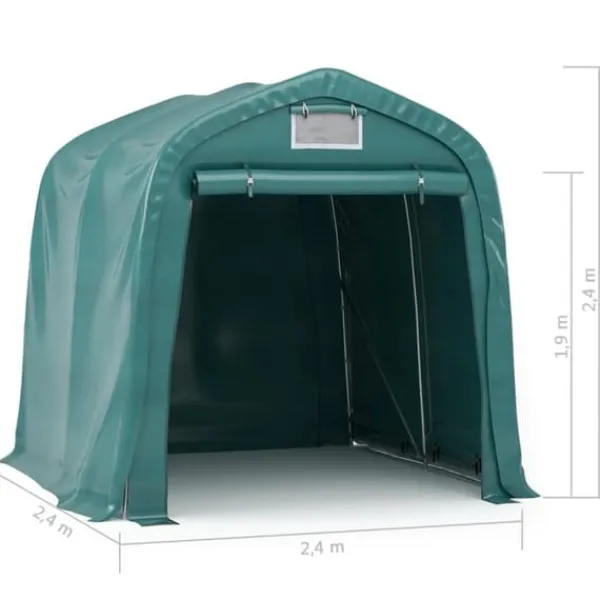Online Garagetält i PVC - Vattentålig förvaring för fordon | Storlek: 2,4x2,4 m | Färg: Grön Skure, Garager & Carports