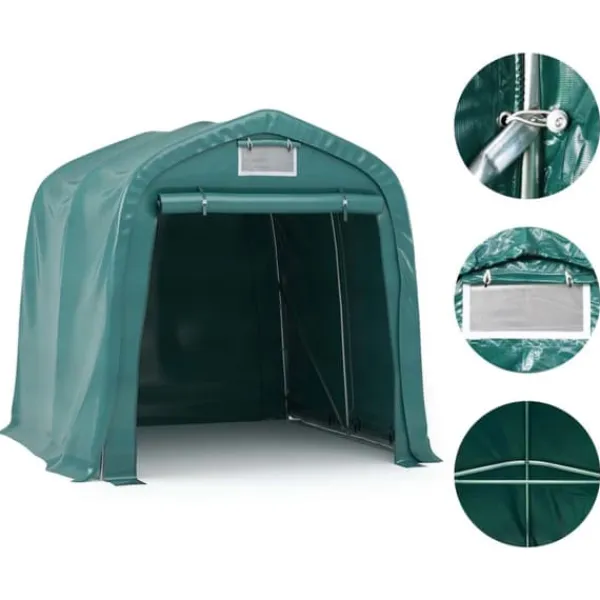 Online Garagetält i PVC - Vattentålig förvaring för fordon | Storlek: 2,4x2,4 m | Färg: Grön Skure, Garager & Carports