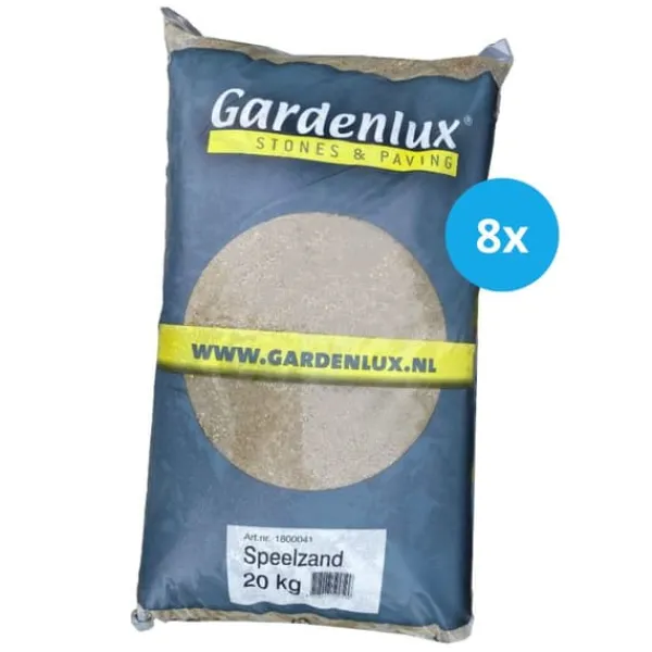 Gardenlux Legesand - Sandkasse Sand - Sand til Sandkasse - Certificeret - Værdipakke 8 x 20 kg Jord & Sand