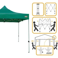 Telte & Lysthuse^Gazebo Aktive Foldbar Justerbar højde Stål Polyester 420D Oxford Grøn 300 x 320 x 300 cm