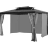 Telte & Lysthuse^Gazebo Privatliv Gardin, 12' x 10' x 6,7', Vandtætte Gazebo Gardiner, Grå