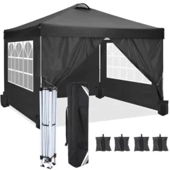 Sale Gazebo, Vandtæt, Sammenklappelig,Sort Telte & Lysthuse