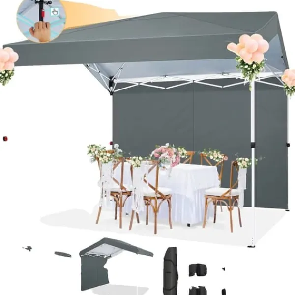 New Gazebo, Vandtæt Stof, Justerbare Højder,3x3m, Grå Telte & Lysthuse