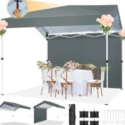 New Gazebo, Vandtæt Stof, Justerbare Højder,3x3m, Grå Telte & Lysthuse